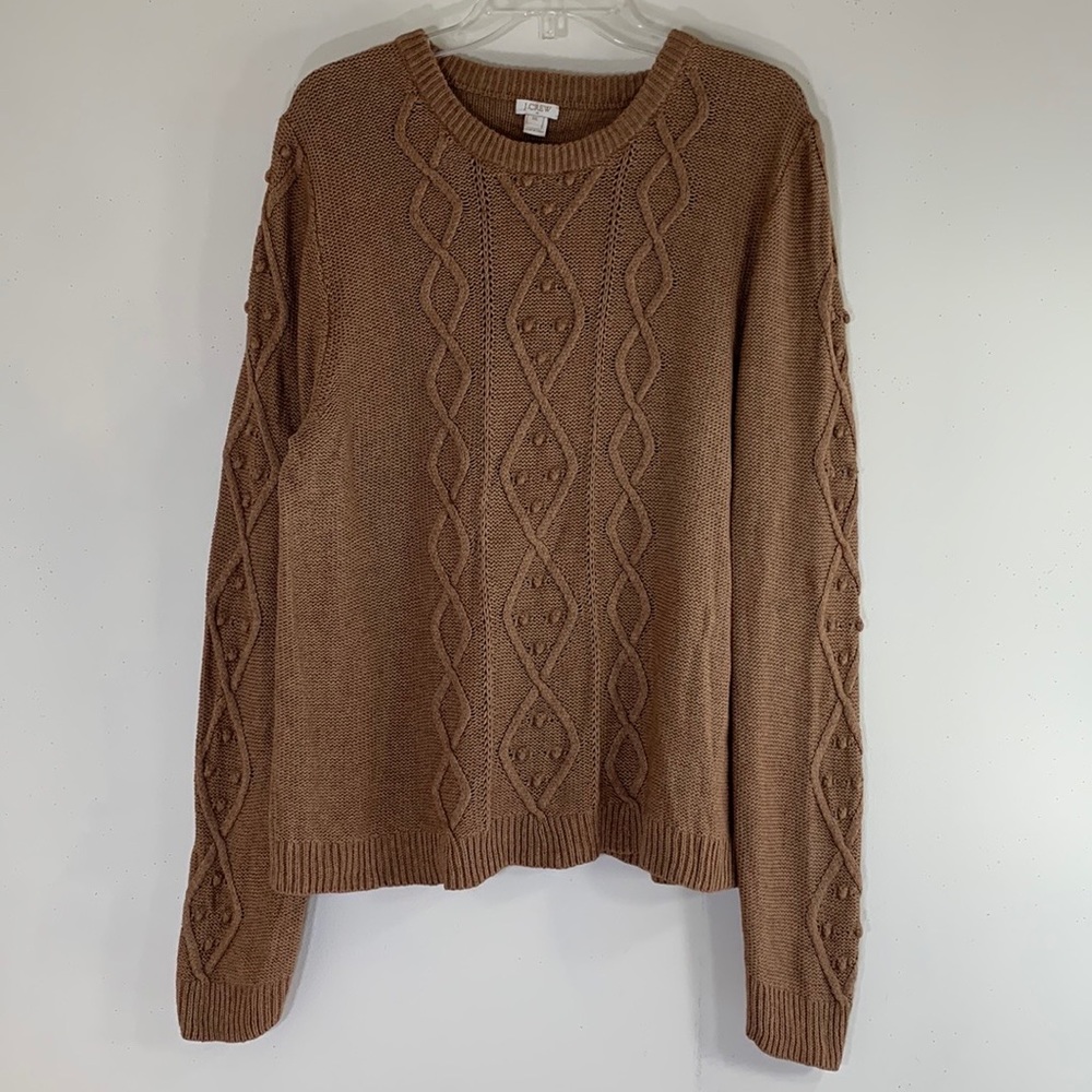 J. Crew Factory Cable Knit Crewneck Sweater - Brown